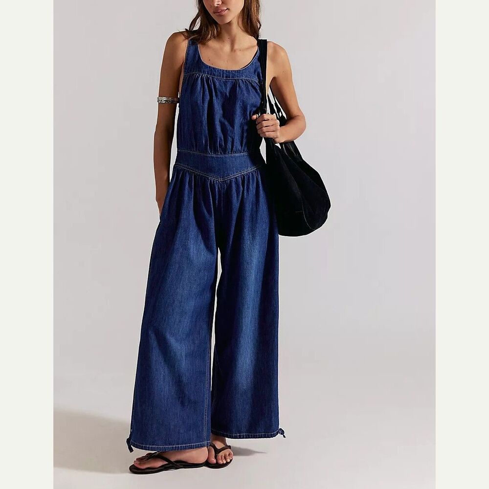 Free People We The Free Vintage Heirloom One-Piece Jumpsuit Smocked M 290969
